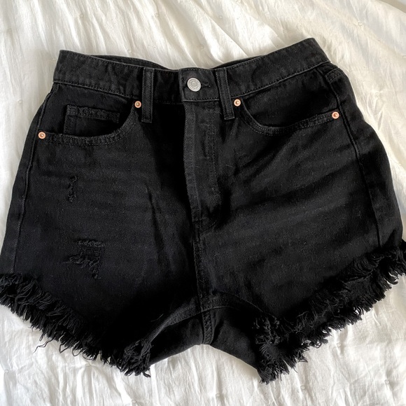 Black Denim Shorts - Picture 1 of 2